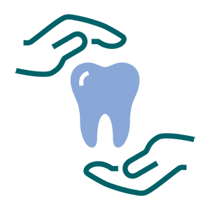 holistic approach icon, hands and tooth